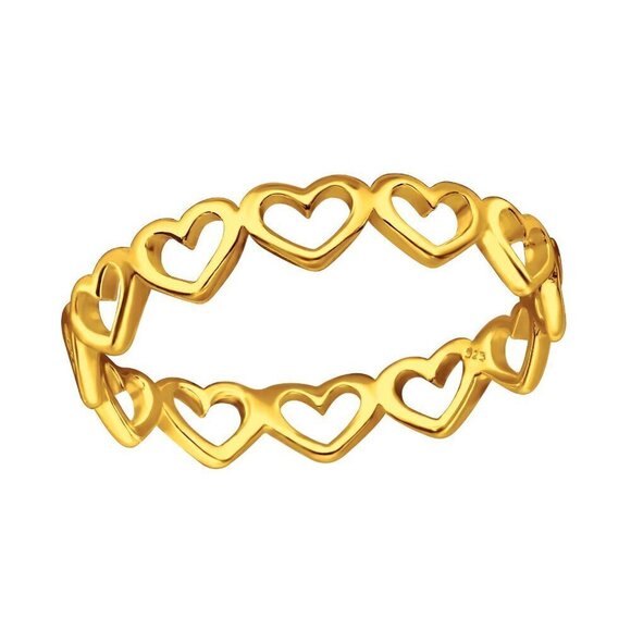 14k Gold Vermeil Simple Eternity Heart Ring - Picture 1 of 12